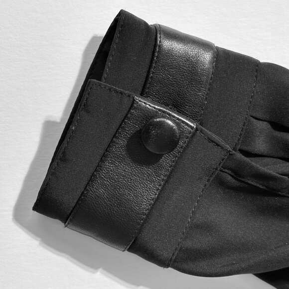 15.	Western-style dressy black silk and beaded real leather appliqued shirt - Picture 5 of 5